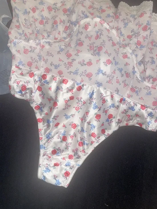 For Love & Lemons Ditsy Day Ruffled Bra Top/Mini Skirt NWT- XL-Red/White/Blue - Picture 11 of 15